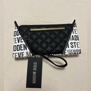 Steve Madden Black Quilted Wristlet
